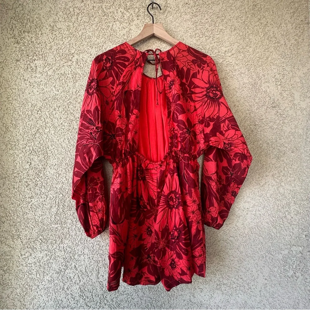 Faithfull the Brand Red Floral Romper Alba playsuit 8 - Picture 8 of 13